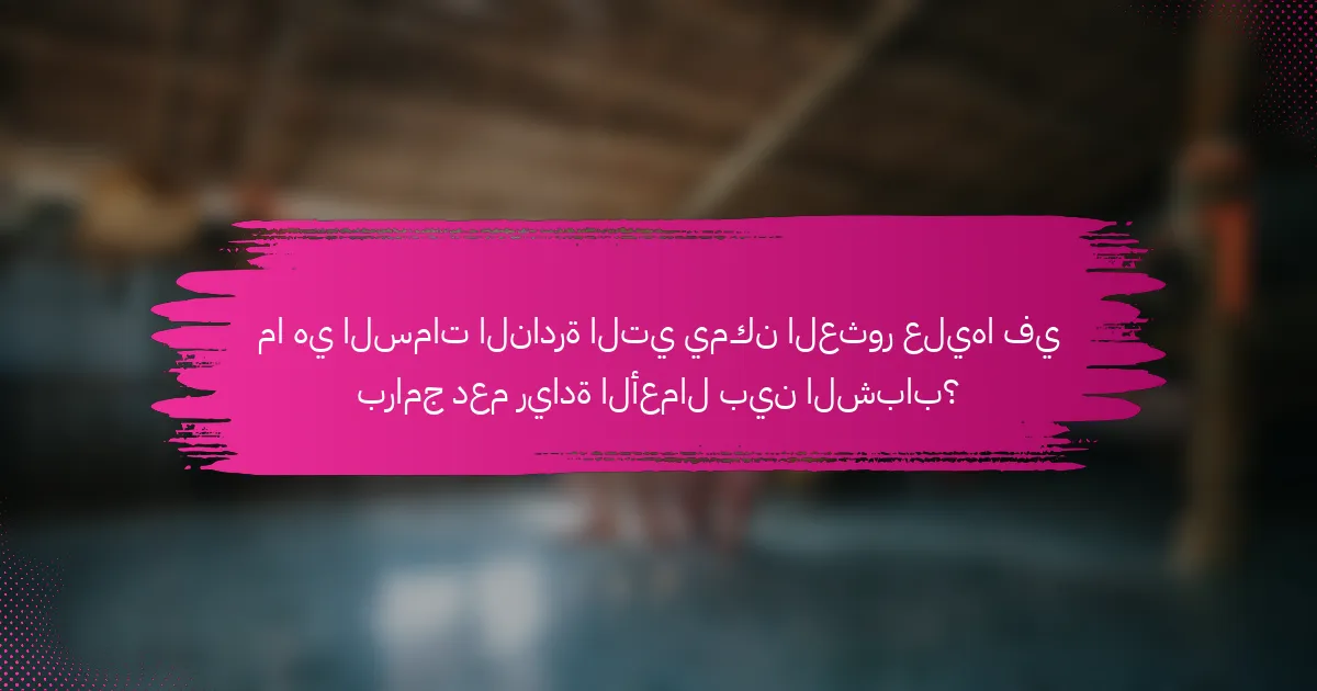 ما هي السمات النادرة التي يمكن العثور عليها في برامج دعم ريادة الأعمال بين الشباب؟